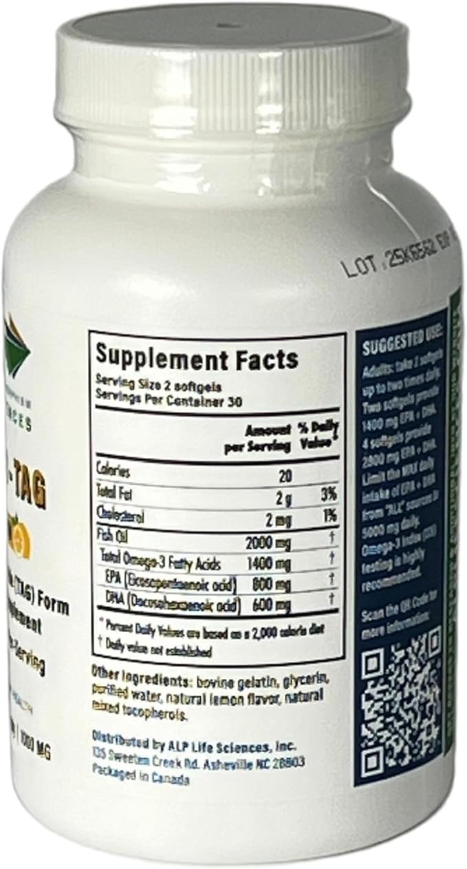 TAG Omega 3 Fish Oil Supplement - 60-Count