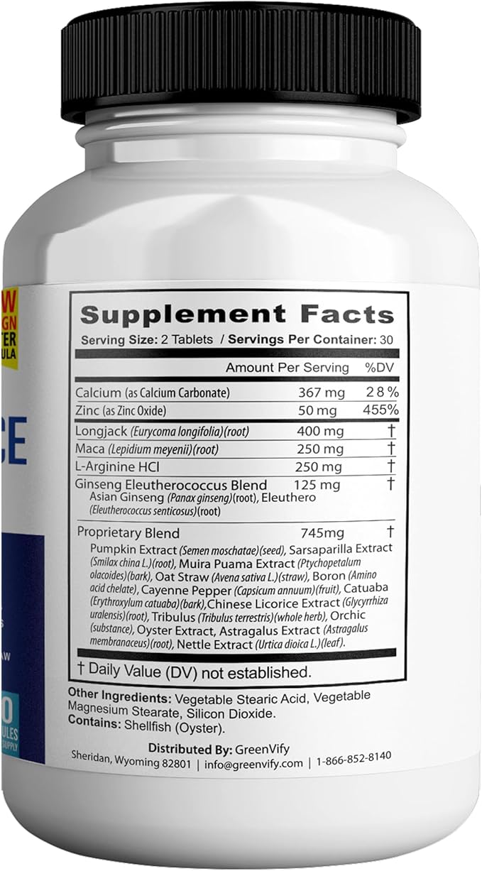 EliteXtreme Max Male Health Supplement – with Calcium Zinc &amp Proprietary Blend for Vitality &amp Strength 60 Capsules (1 Pack)
