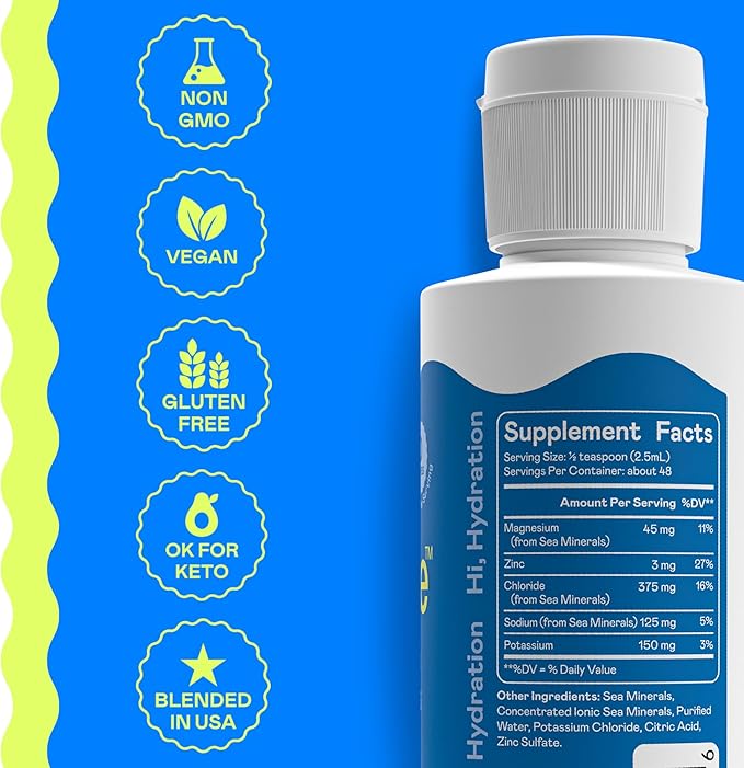 Hi-Lyte Sugar Free Electrolytes for Rapid Hydration Fasting and Immune Support (3 Bottles 144 Servings) | NO Calories | 20%+ More Potassium Magnesium &amp Zinc