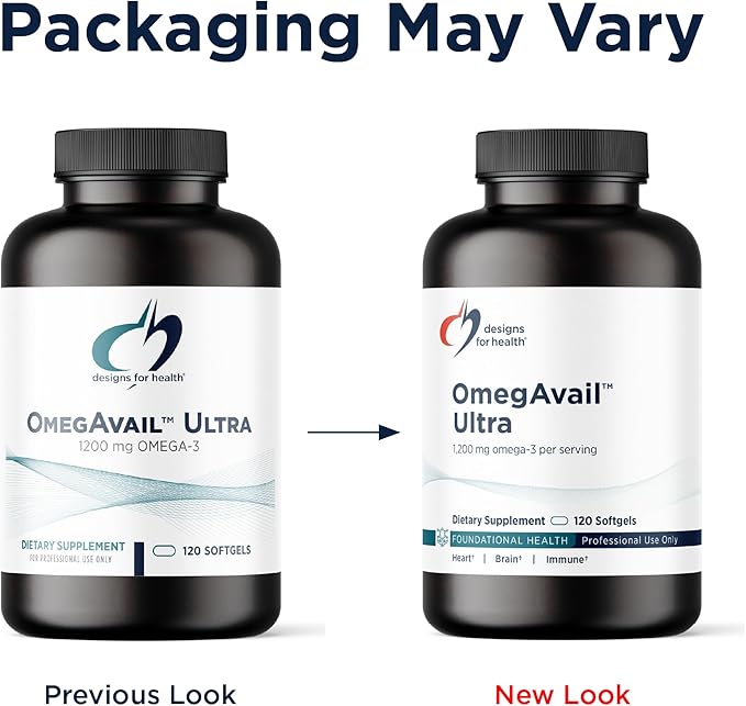 Designs for Health OmegAvail Ultra TG Fish Oil 1200mg - Triglyceride Form Omega 3 Fish Oil Supplement with DHA/EPA - No Fishy Aftertaste (120 Softgels)