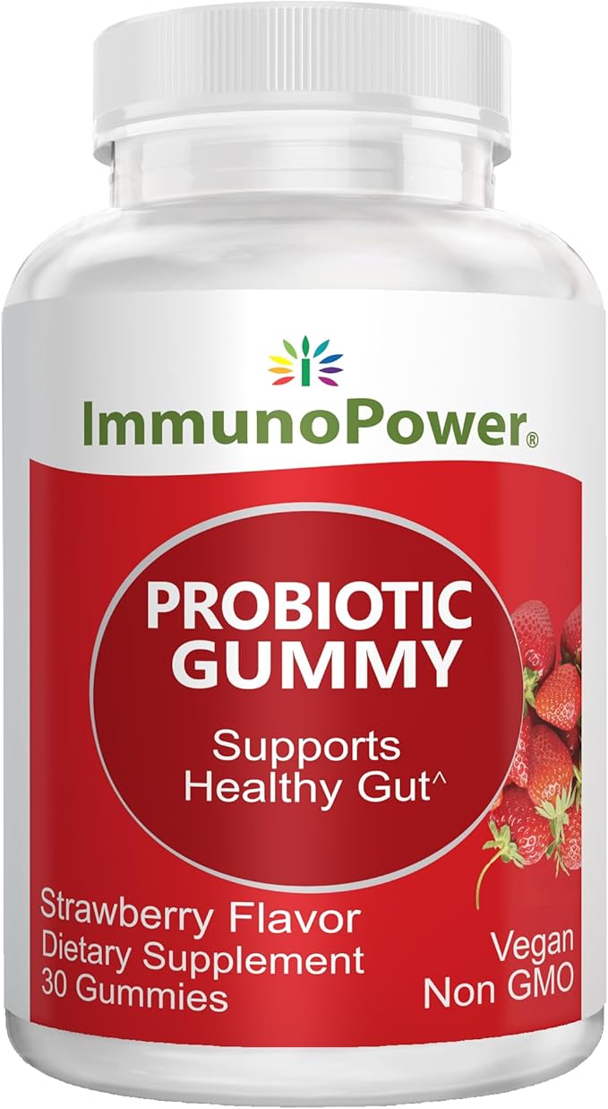 Organic Probiotics Gummies | 5 Billion CFU Probiotics for Digestive Health &amp Immune Support | DE111 Bacillus Subtilis | Strawberry | Non-GMO | 30 Ct.