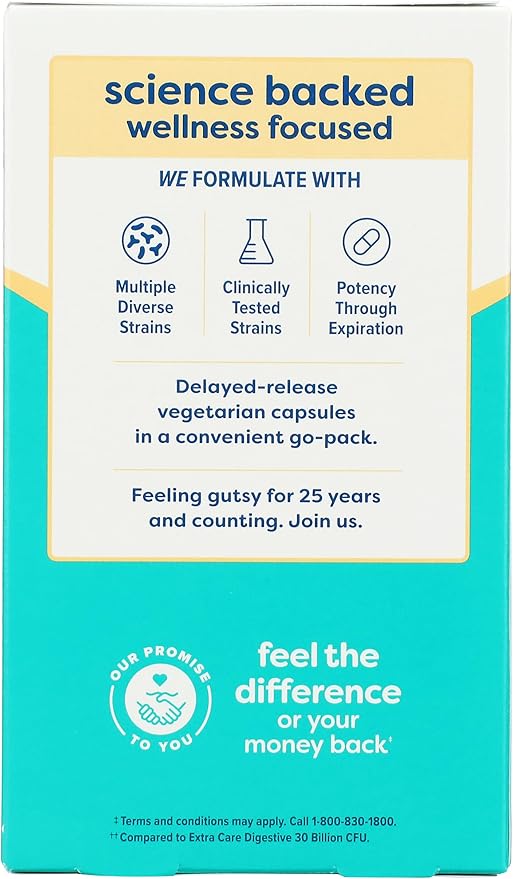 Renew Life Extra Care Go-Pack Probiotic Capsules Daily Supplement Supports Immune Digestive and Respiratory Health L. Rhamnosus GG Dairy Soy and gluten-free 50 Billion CFU 30 Ct