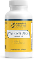 Researched Nutritionals Physician's Daily + D3 Supplement - Daily Multivitamin for Men and Women with Vitamin D3 2000iu Vitamin B12 Vitamin B6 + Methylated Folate (60 Capsules)