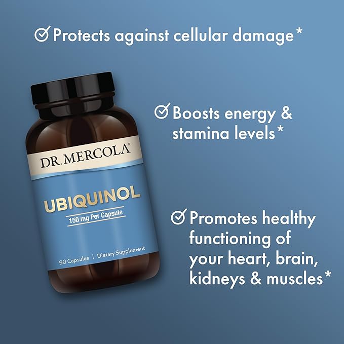 Dr. Mercola Ubiquinol - 150 mg Ubiquinol - Supports Energy Production - Antioxidant Supplement - Non-GMO Gluten-Free &amp Soy-Free - 90 Capsules (90 Servings)
