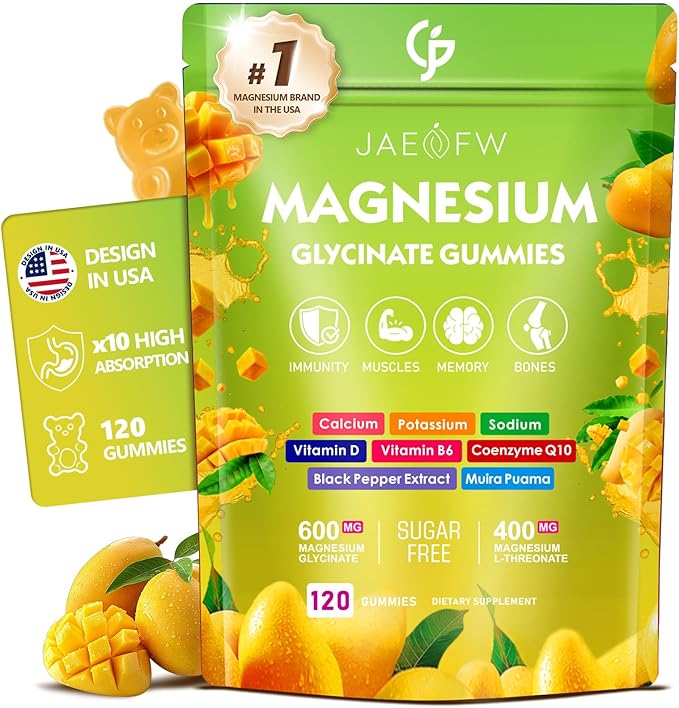 Magnesium Glycinate Gummies 400mg High Absorption Magnesium Supplement for Women Men and Kids Muscle Support and Relaxation Sugar Free Vegan 60 Days Supply