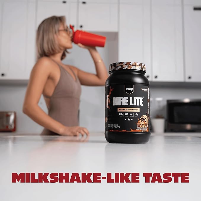 REDCON1 MRE LITE Whole Food Protein Powder Oatmeal Chocolate Chip - Lactose Free Meal Replacement with Animal Protein Blends - Easy to Digest Formula - Only 4g Carb per Serving (30 Servings)