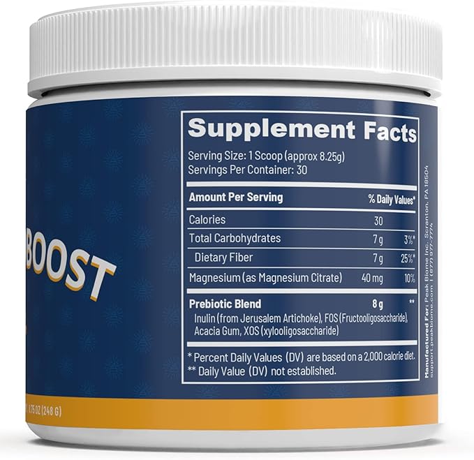 Peak BioBoost - Prebiotic Fiber Supplement for Gut Health - Easy to Dissolve Unflavored Fiber Powder - Non-GMO - No Gluten Soy or Dairy - 6-Month Supply - 180 Servings 6 Packs