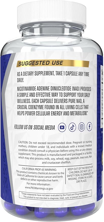 Alpha Supps NAD+ Resveratrol - NMN &amp NMNH Supplement Alternative - Advanced NAD Plus Antioxidant Formula - Supports Cellular Vitality Healthy Aging Energy &amp Longevity - Ideal for Men &amp W