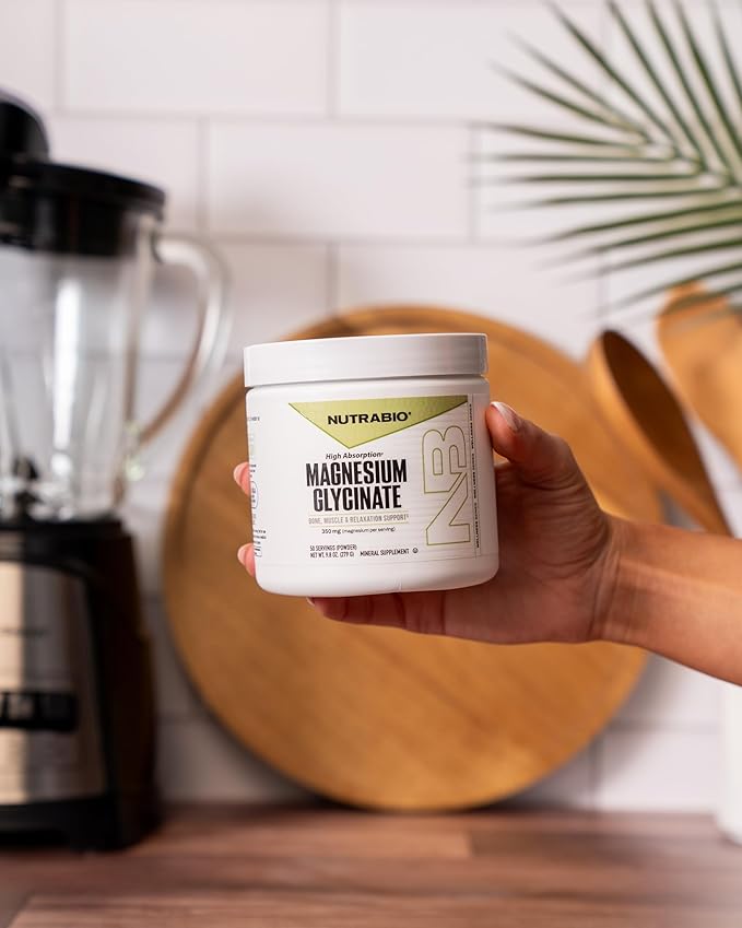 NutraBio Magnesium Glycinate Powder for Sleep- Sleep Supplement Supports Relaxation Heart Health and Metabolism- 350 mg- Unflavored Drink Mix- 50 Servings