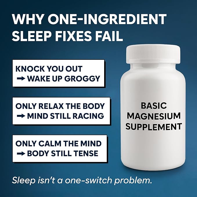 Natural Chelated Magnesium Glycinate Sleep Aid - Melatonin-Free Sleep &amp Stress Relief with KSM-66 Ashwagandha GABA L-Theanine &amp Chamomile for Muscle Relaxation - Made in USA - 90 Capsules
