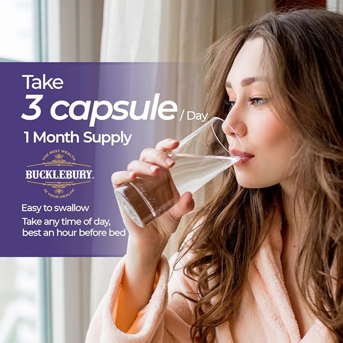 Bucklebury Magnesium Glycinate Capsules with L-Theanine 350mg - Advanced Formula for Stress Relief Muscle &amp Bone Health Support - Magnesium Glycinate Supplements for Women &amp Men - Vegan 90 Co