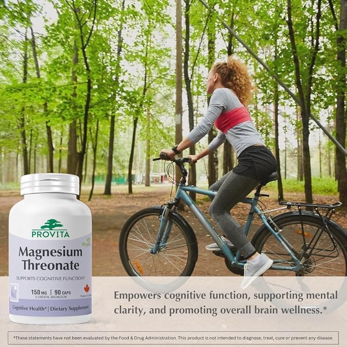 Provita Magnesium L-Threonate Supplement | Cognitive Support &amp Brain Electrolyte Balance | High Absorption Magnesium for Memory Focus &amp Brain Health | Vegan Capsules | 50mg Elemental Magnesiu
