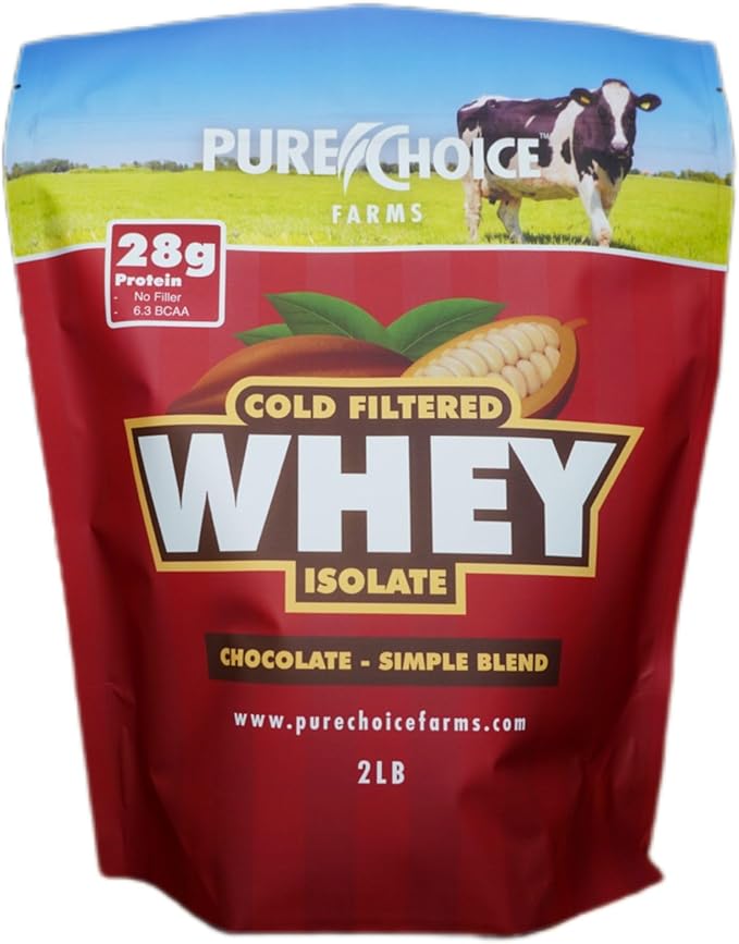 Pure Choice Chocolate Whey Protein Isolate Powder 28g Protein Undenatured Whey 3 Ingredients No Fillers Or Artificial Sweeteners (Chocolate 2 lb)
