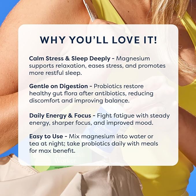 GutPersonal The Gut Fix™ Bundle: The Miracle Worker Magnesium Powder Supplement Strawberry Flavor 30 Servings + The Booster Targeted Probiotic Capsule 60 Servings