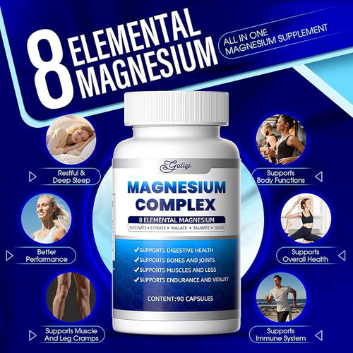8-in-1 Magnesium Complex Supplement - 1000mg | High Absorption | Vegan Non-GMO | 90 Capsules (3)