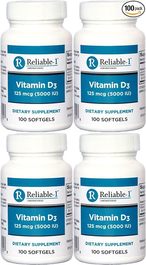Vitamin D3 High Potency 5000 IU 100 Softgels per Bottle