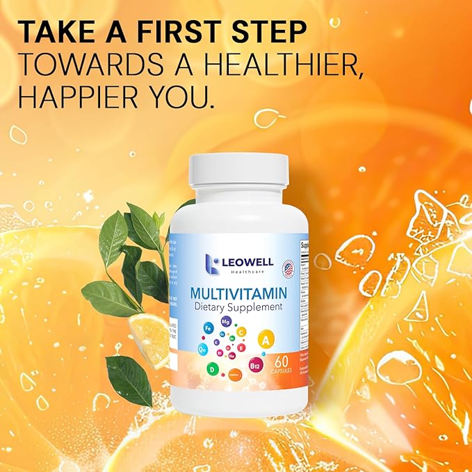 Leowell Multivitamin for Men &amp Women – Daily Vitamin &amp Mineral Complex with Vitamin A C D E B-Complex Zinc Iron &amp Magnesium – Immune &amp Energy Support – 60 Capsules – Multivitamin