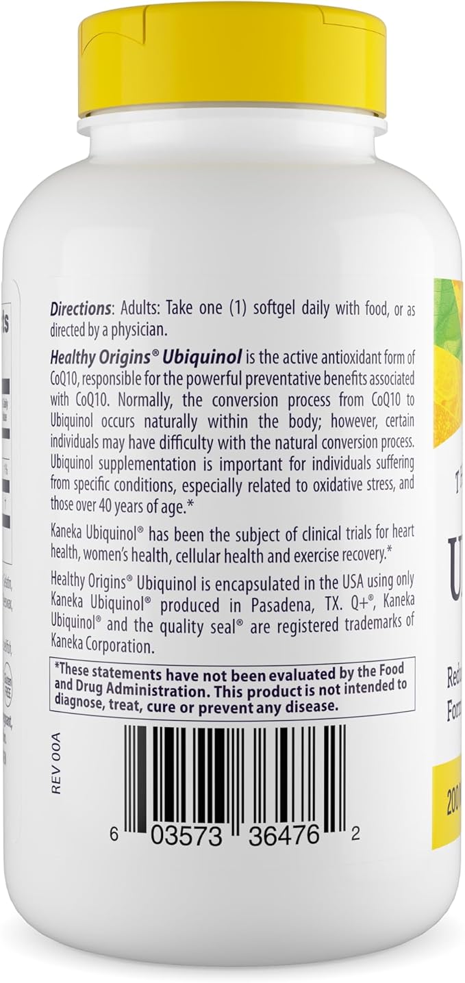 Healthy Origins Ubiquinol (Active Form of CoQ10) 200 mg - Kaneka Ubiquinol Supplements for Heart Health &amp Antioxidant Support - Gluten-Free &amp Non-GMO Supplement - 150 Softgels