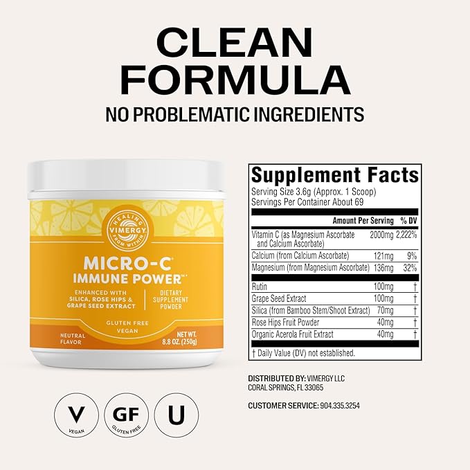 Vimergy Skin Potion Kit – Micro-C Immune Power(TM) (125g) and MSM (120 Capsules) – Skin Hair &amp Nail Support + Collagen + Immunity – Vegan Paleo Gluten-Free Kosher – Pure Potent Daily Suppleme