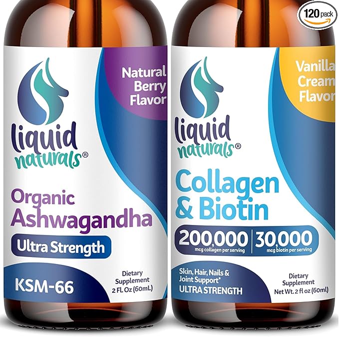 Liquid Collagen Drops with Ashwagandha Drops | Bundle