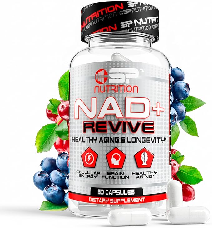 SP Nutrition NAD+ Revive – Premium Nicotinamide Adenine Dinucleotide Supplement – Supports Cellular Energy Metabolism &amp Healthy Aging – 60 Capsules