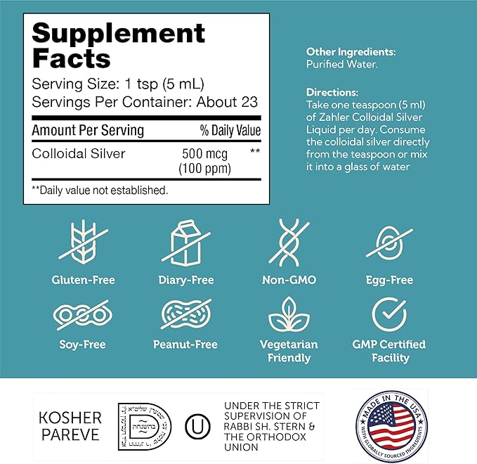 Zahler's High-Potency Colloidal Silver Advanced Immune System Support 4 FL OZ.