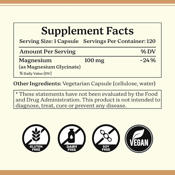 Life &amp Pursuits Pure Magnesium Glycinate – 240 Vegan Capsules | 100 mg Magnesium per Capsule | High Absorption Chelated Non-Buffered Supplement | 3rd Party Lab Tested