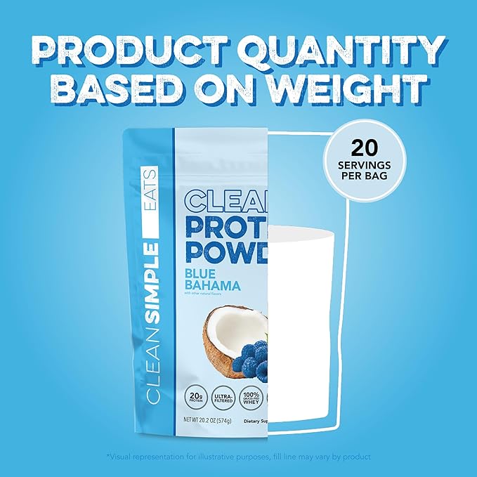 Clean Simple Eats Clear Protein Drinks 20G Grass Fed Whey Protein Isolate Ultra Filtered Light &amp Refreshing Beverage Low Lactose No Artificial Ingredients Blue Bahama Flavor 20 Servings
