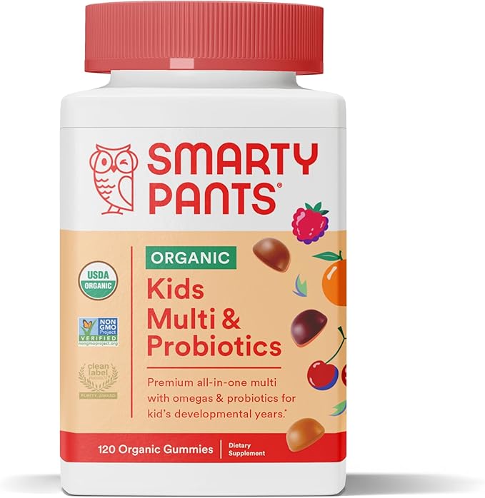 SmartyPants Toddler Multivitamin Gummies: Omega 3 Fish Oil (EPA/DHA) Vitamin D3 C Vitamin B12 B6 &amp Organic Kids Multivitamin Gummies: Probiotics Omega 3 (ALA) Vitamin D3 C Vitamin B12