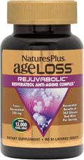 NaturesPlus AgeLoss REJUVABOLIC - 90 Bi-Layered Tablets - Resveratrol Anti-Aging Complex - Vegetarian Gluten Free - 30 Servings