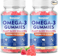 2 Pack Vegan Omega-3 Gummies1000mg for Adults - Sugar Free Supplement with 400mg DHA &amp 600mg EPA Vitamins A C E and Zinc - 120 Count