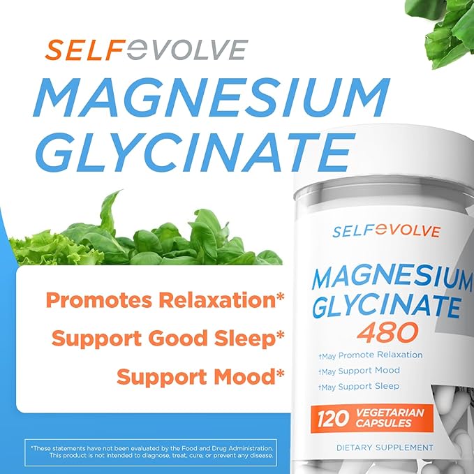 Magnesium Glycinate 480mg - High Absorption Magnesium Supplement Support Stress Relief Sleep Heart Health Nerves Muscles and Metabolism 120 Veggie Capsules 1 Month Supply