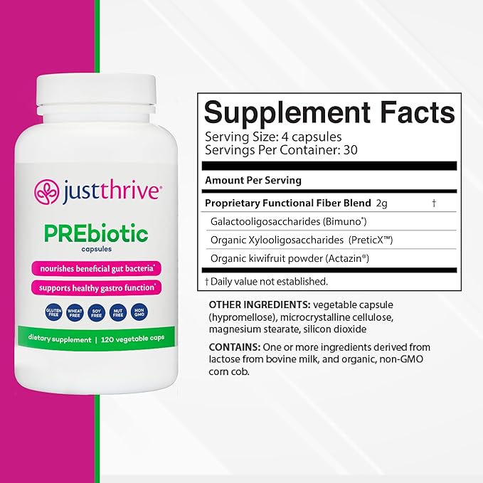 Just Thrive Core Health Complete Capsules Bundle – Probiotic PREbiotic Daily Gut Detox and Vitamin K2-7– Advanced Digestive Detox and Circulatory Support for Complete Body Wellness