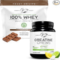 Muscle Feast 100% Whey + Creatine Candy Bundle: 1 100% Whey Protein (Chocolate 5lb) + 1 Creatine Candy (Lemon Lime 360) | Premium Supplements Vegetarian Gluten Free