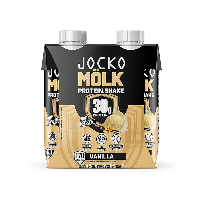 Jocko-Fuel Protein Shake Sweet Cream Coffee Flavor 2 box 30g High Protein Keto Friendly Ready to Drink Shake for Breakfast Post Workout Recovery Low Sugar Energy Drink (11 Fl Oz Vanilla)