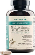NatureWise Multivitamin for Men + Stress Support + Fulvic Ionic Minerals + Probiotics for Immunity Male Health Digestion + Whole Organic Foods - Vegetarian Non-GMO - 60 Capsules[1-Month Supply]