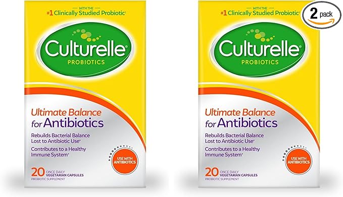 Culturelle Probiotics Ultimate Balance Probiotic with Antibiotics-Probiotic Capsules Help Restore Good Bacteria Lost During Antibiotic Use &amp Contribute to A Healthy Immune System20Count(Pack of 2