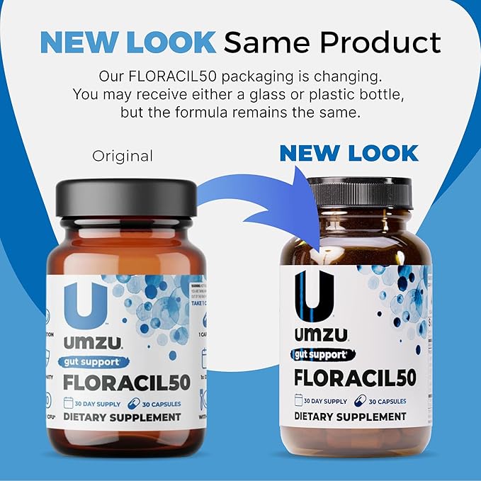 UMZU Floracil50 Probiotic Supplement 30 Day Supply – 50 Billion CFU with Lactobacillus Acidophilus Rhamnosus and Plantarum – Supports Gut Health Digestion Immunity and Microbiome Balance