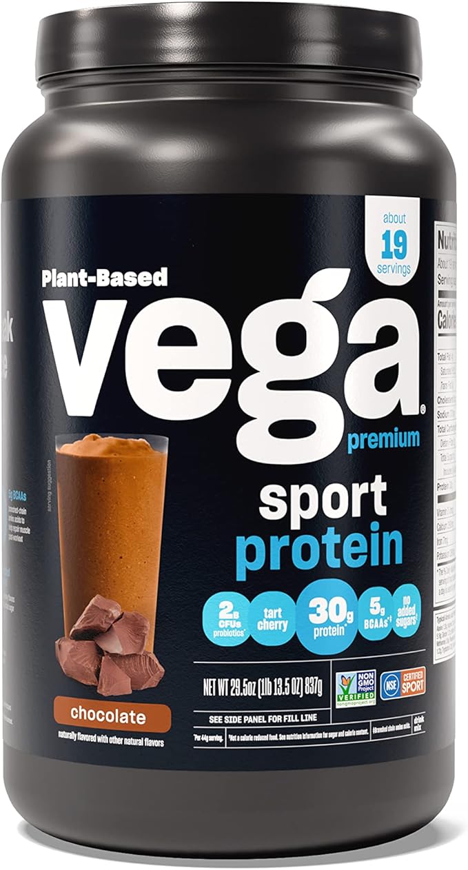 Vega Organic All-in-One Vegan Protein Powder Chocolate - Superfood Ingredients Vitamins &amp Premium Sport Protein Chocolate Protein Powder Vegan Non GMO Gluten Free Plant Based Protein Powder D