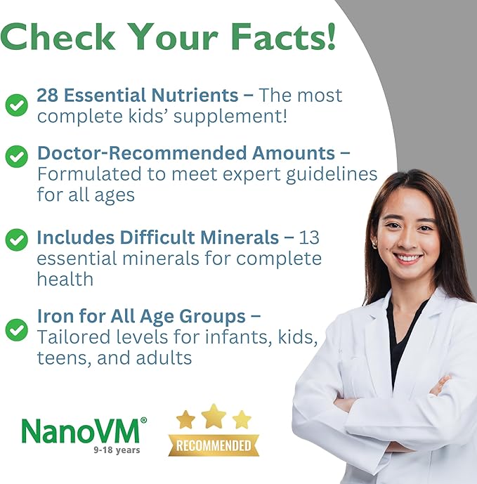 9-18 Years Allergen-Free Kids Multivitamin Unflavored Powdered Vitamins Multivitamin Powder with 13 Vitamins &amp 13 Minerals Low-Carbohydrate Vitamin Supplements 275g - Solace Nutrition