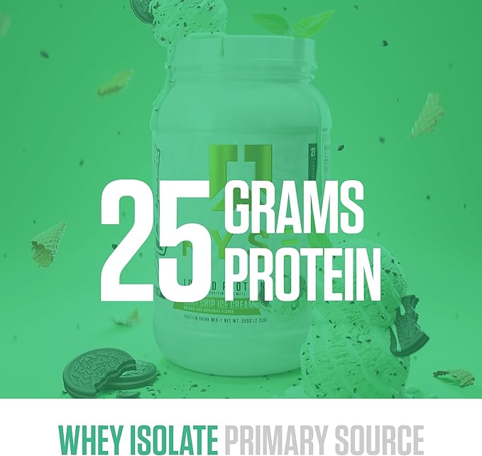 RYSE Loaded Protein Powder - Mint Chip Ice Cream - 25g Whey Protein Isolate &amp Concentrate with Prebiotic Fiber &amp MCTs - Low Carb Low Sugar Digestive-Friendly - 27 Servings / 2 lb Tub