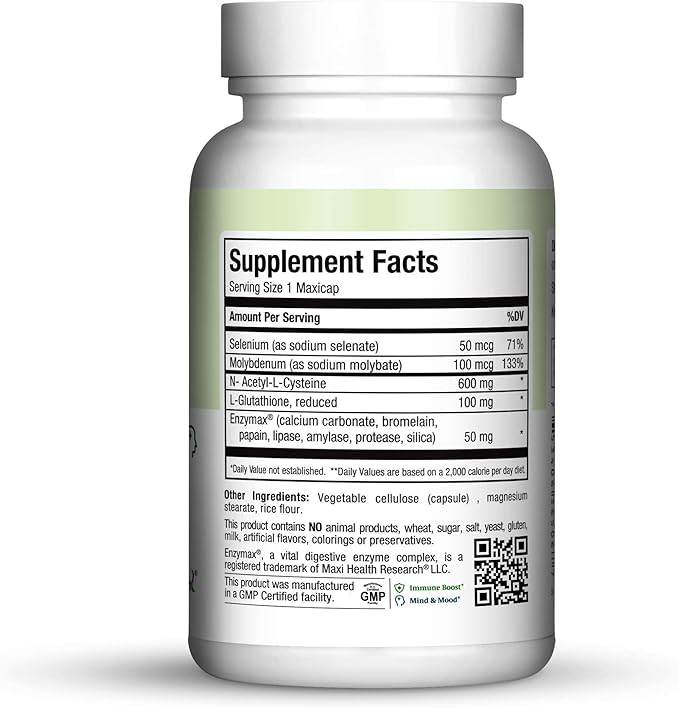 Maxi Health NAC Complex with Molybdenum and Reduced L Gluatathione Capsules 60 Count
