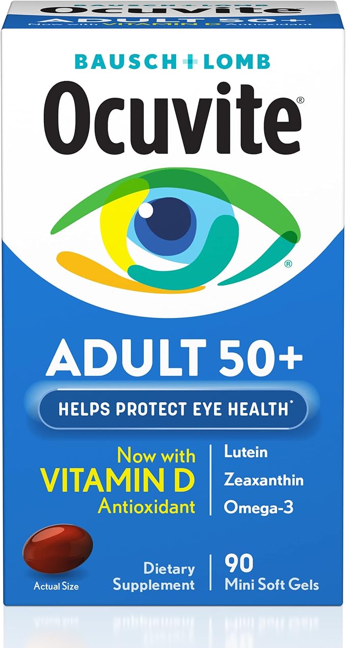 Ocuvite Adult 50+ Eye Health Vitamins and Mineral Supplements with Lutein Zeaxanthin and Omega-3 90 Soft Gels (Pack of 2)