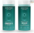 Iwi Omega-3 &amp Brain Omega-3 Bundle 30 Servings Vegan Plant-Based Algae Omega 3 with EPA + DHA Krill &amp Fish Oil Alternative No Fishy Aftertaste