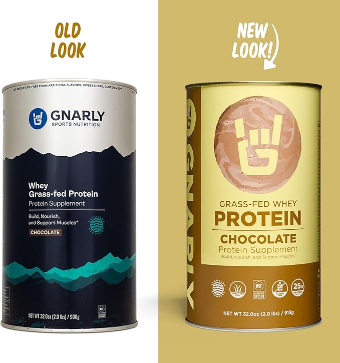 Gnarly Nutrition Chocolate Protein Powder – NSF Sport Certified – 25g Protein Muscle Repair – Grass Fed Whey Powder Smooth Taste – Chocolate 32 oz