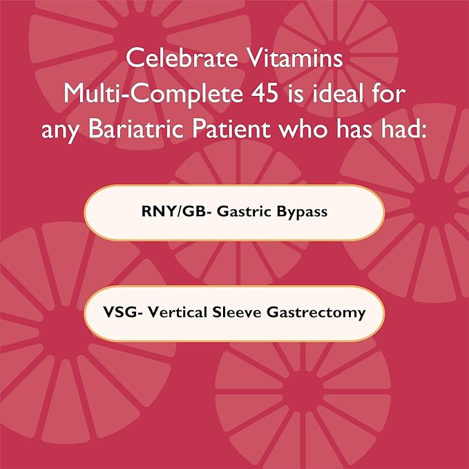 Celebrate Vitamins Multi-Complete Chewables 45mg Iron – Daily Bariatric Multivitamin for Sleeve Gastrectomy and Gastric Bypass Surgery Patients – Essential Vitamins &amp Minerals - Berry (60 Tablets