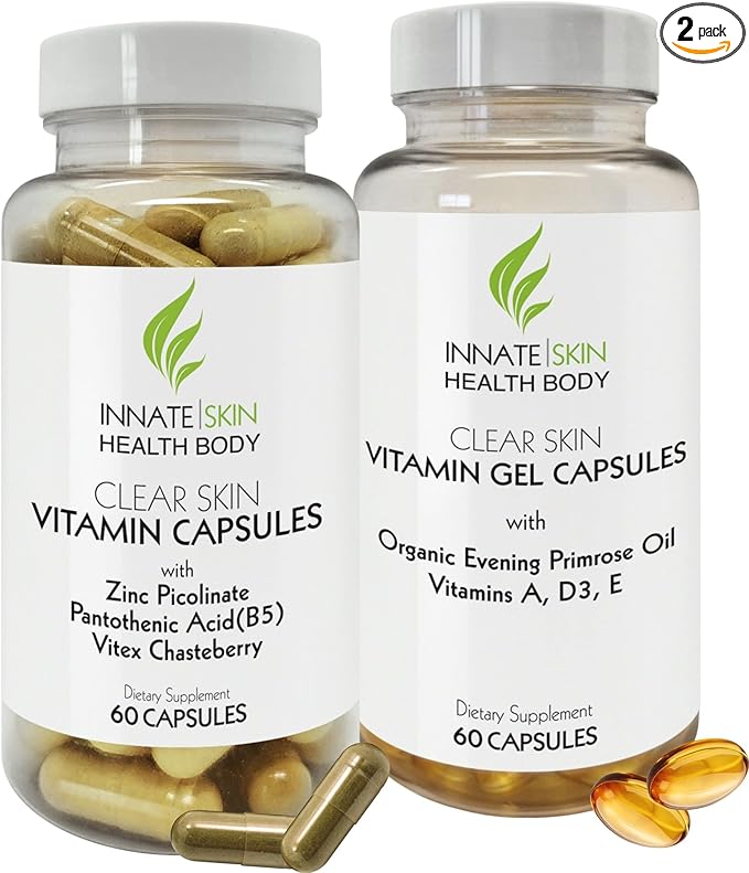 Clear Skin Acne Vitamin System | 20 Antioxidants Botanicals &amp Minerals | 60 Count Pack of 2