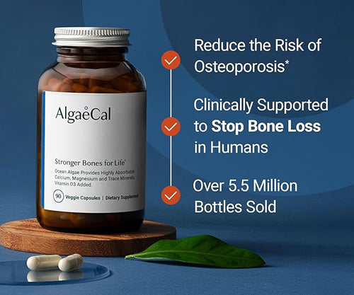 ALGAECAL Bundle - D3 (1000 IU) + K2 Vitamin E Vitamin A (1000 IU) &amp Plant-Based Calcium for Bone Support &amp Omega 3 with 1200mg EPA DHA