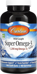 Carlson - Super Omega-3 Gems 1200 mg Omega-3s Cardiovascular Support Brain Function &amp Vision Health 180 soft gels
