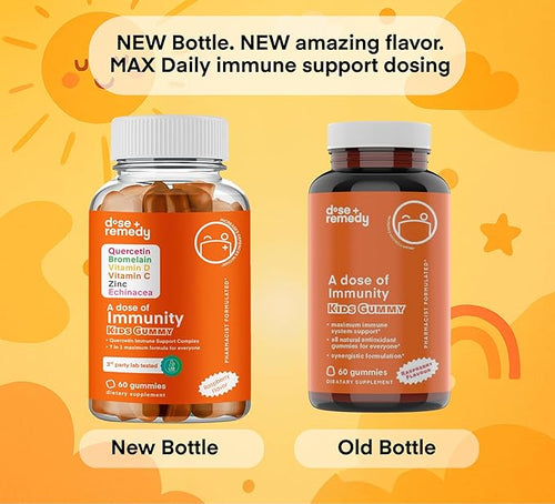 A Dose of Immunity Kids Quercetin with Vitamin C Zinc Vitamin D 100mg Quercetin Bromelain Echinacea 60 Gummy Count (Pack of 1)